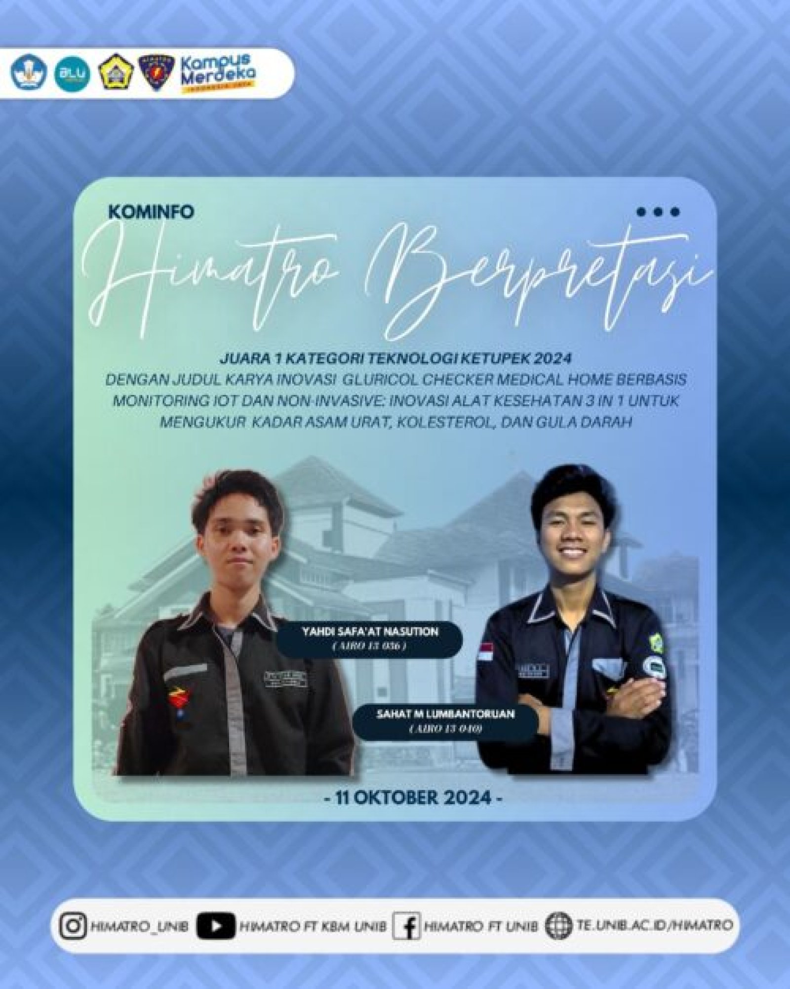 KETUPEK 2024: Mahasiswa Teknik Elektro mendapat Juara 1 Kategori Lomba Inovasi Teknologi