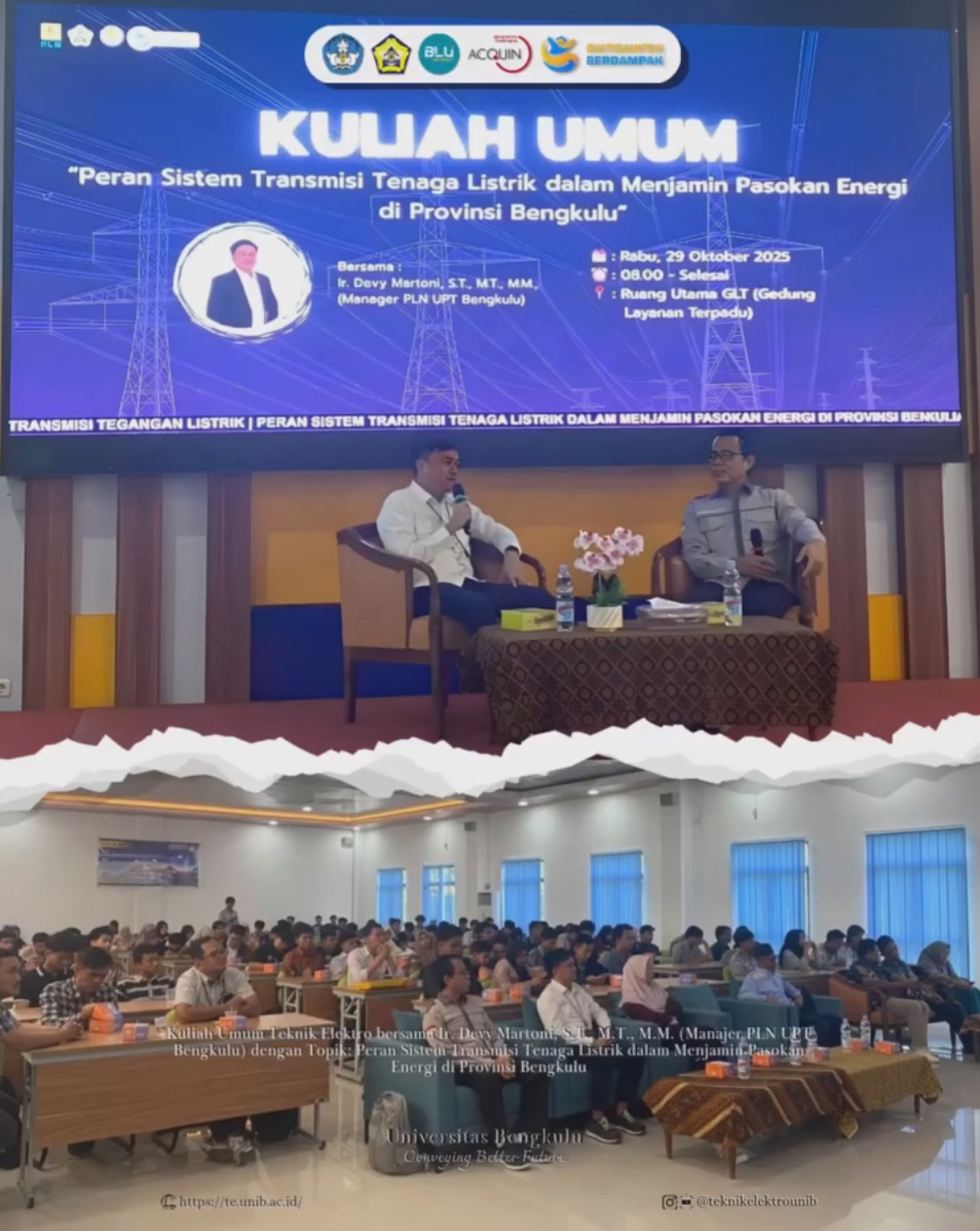 Teknik Elektro UNIB Gelar Kuliah Umum Bersama PLN UPT Bengkulu, Bahas Peran Vital Transmisi Tenaga Listrik
