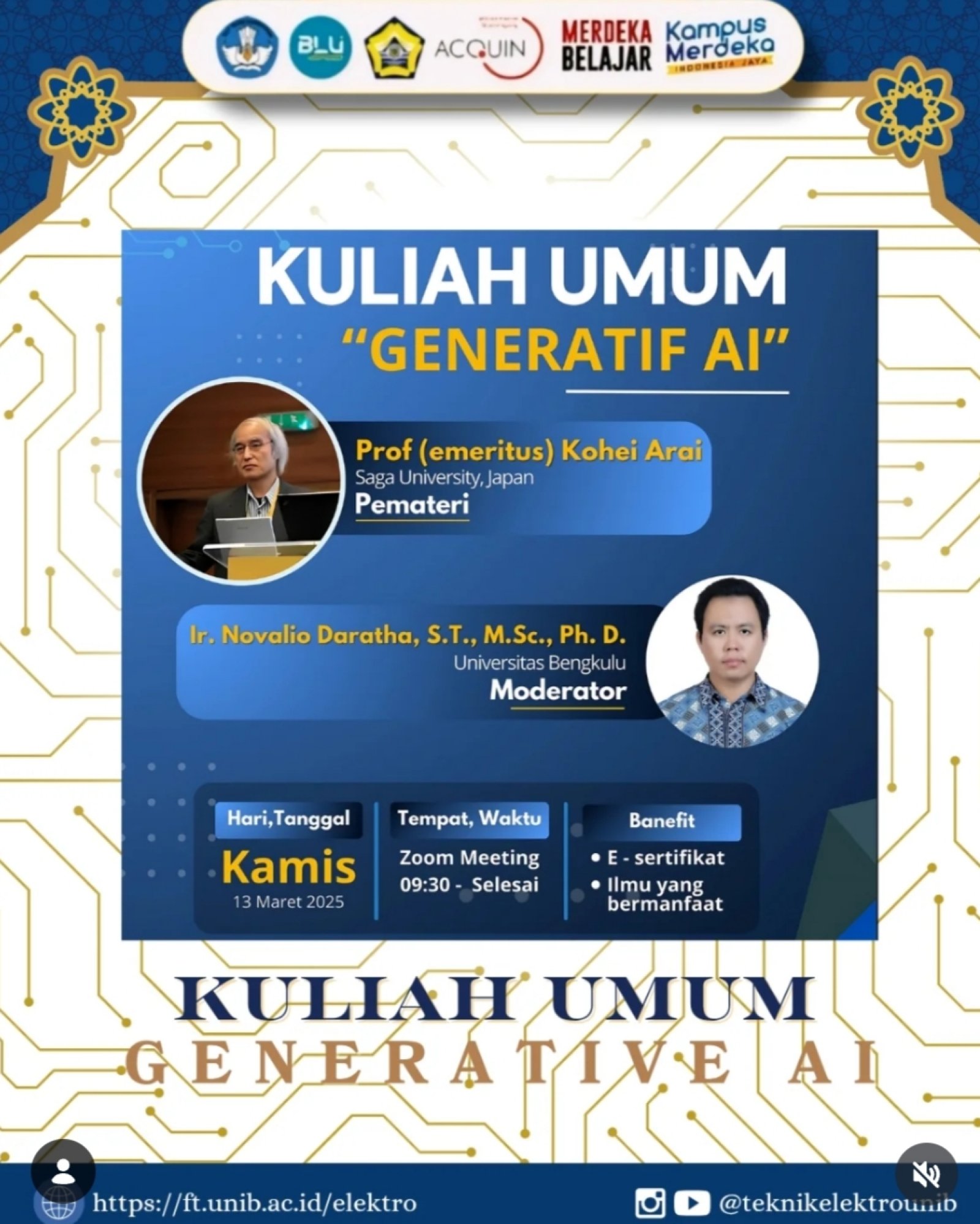 Mengupas Tuntas Generative AI: Prof. Kohei Arai Berikan Kuliah Umum Daring untuk Mahasiswa Teknik Elektro