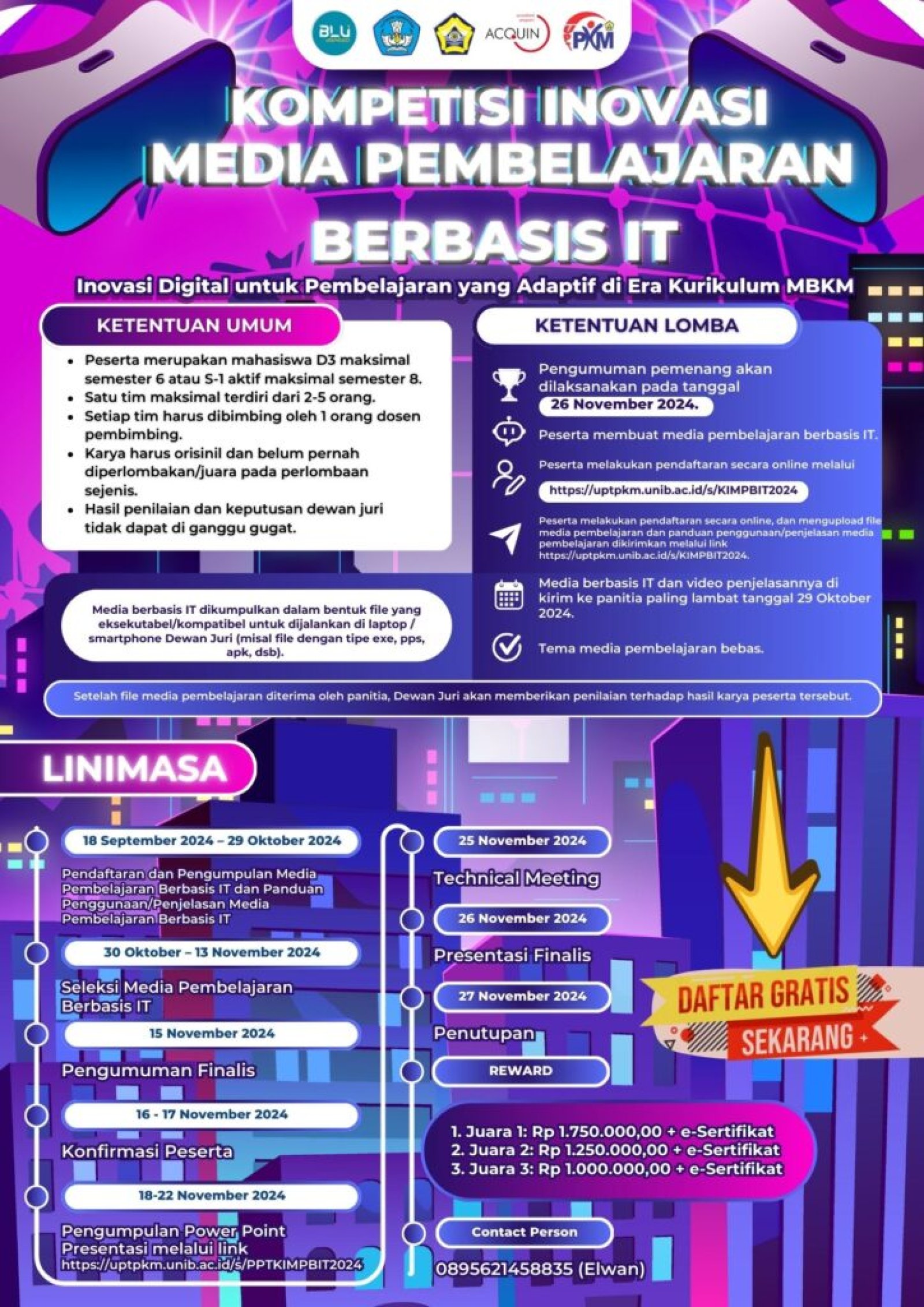 Penyelenggaraan Kompetisi Mahasiswa Tingkat Nasional-Internasional oleh UPT PKM 2024