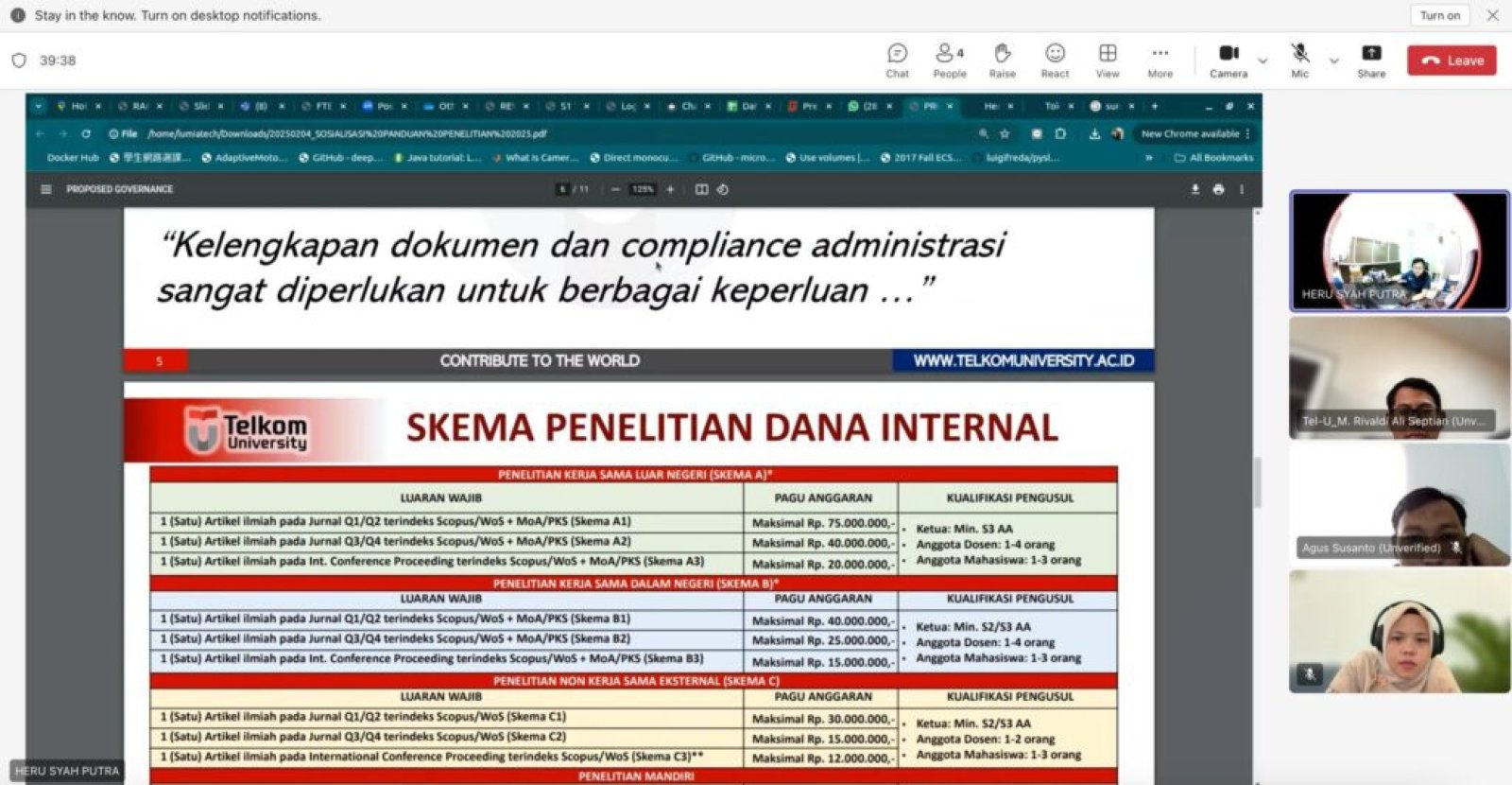 Kick Off Meeting Peluang Matching Fund dan Kerjasama prodi Informatika Universitas Bengkulu dan TelU