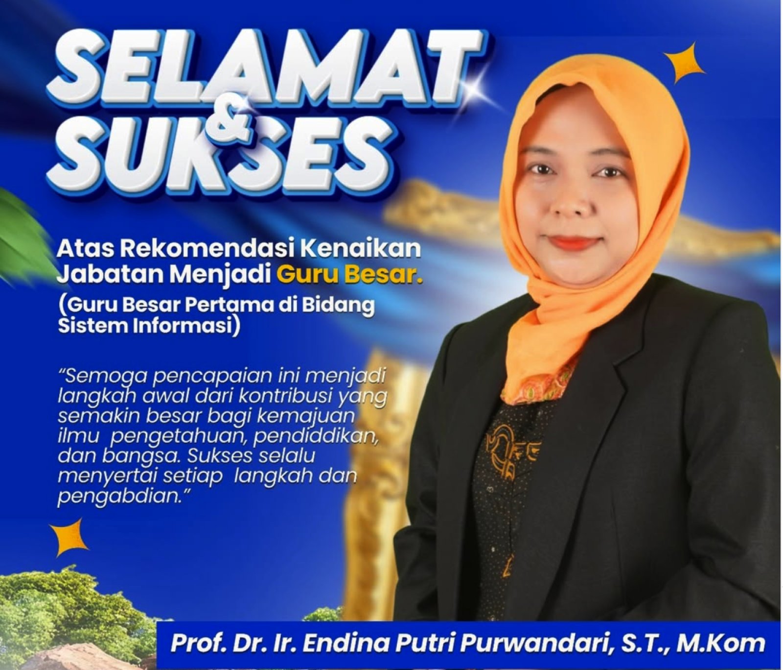 Guru Besar Pertama Prodi Sistem Informasi, Prof. Dr. Ir. Endina Putri Purwandari, S.T., M.Kom.