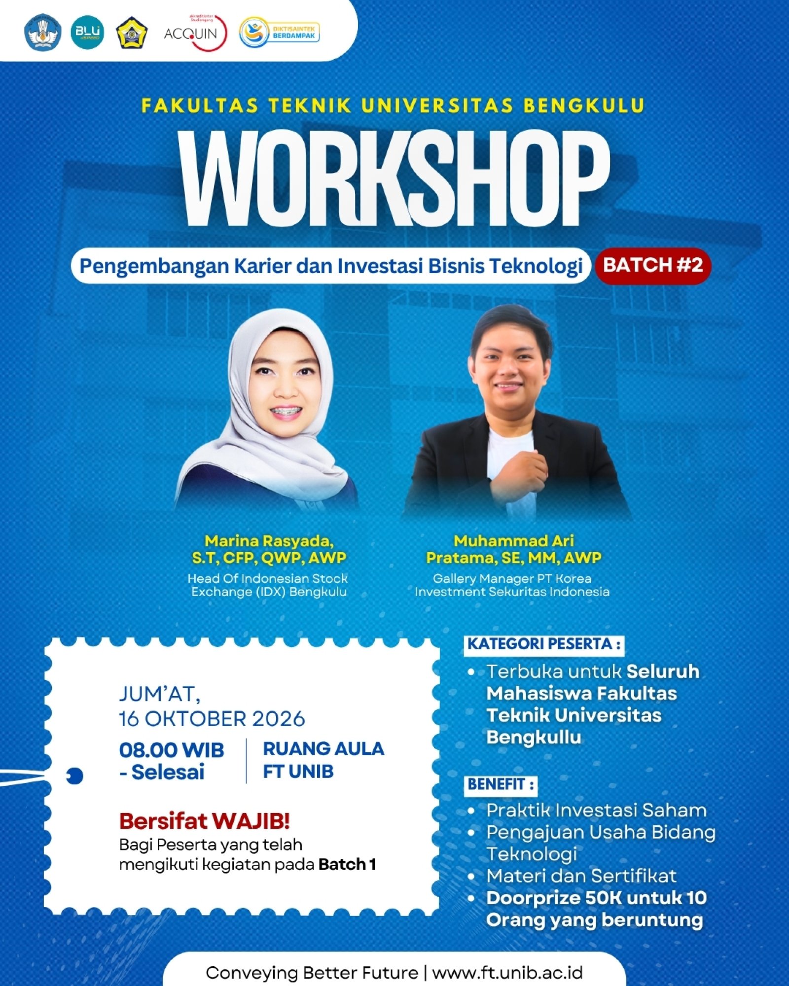 FT UNIB Kembali Gelar Workshop Pengembangan Karier dan Investasi Bisnis Teknologi Batch 2