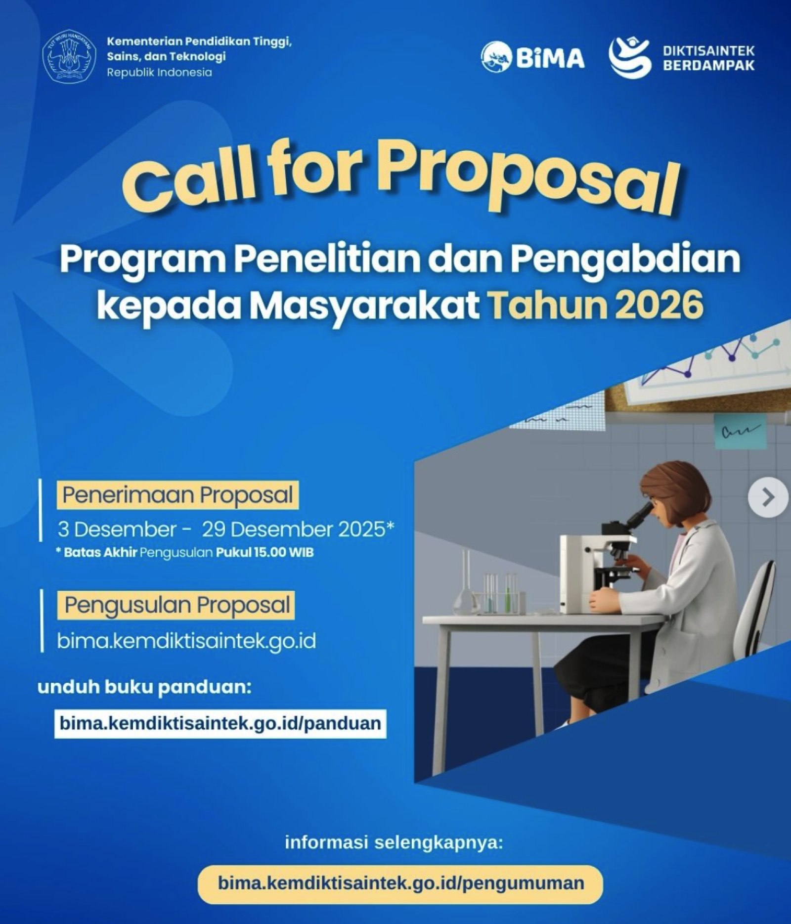 Kemdiktisaintek Membuka Seleksi Program Penelitian dan PkM Tahun 2026