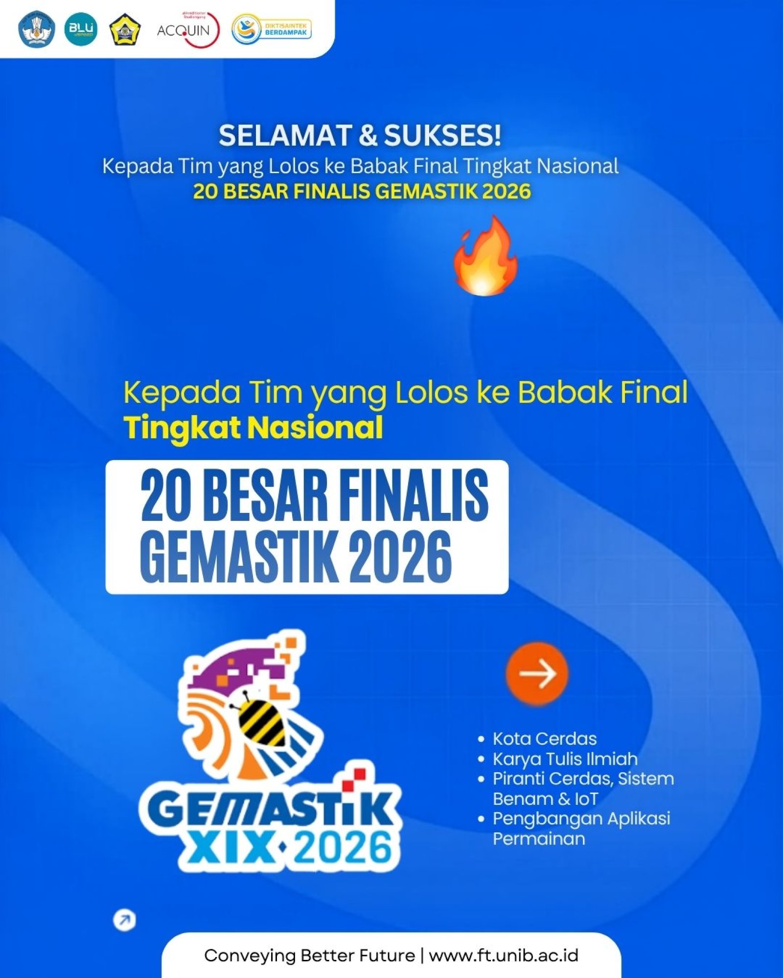 Empat Tim Mahasiswa FT UNIB Lolos ke Final Nasional dan 20 Besar GEMASTIK 2026