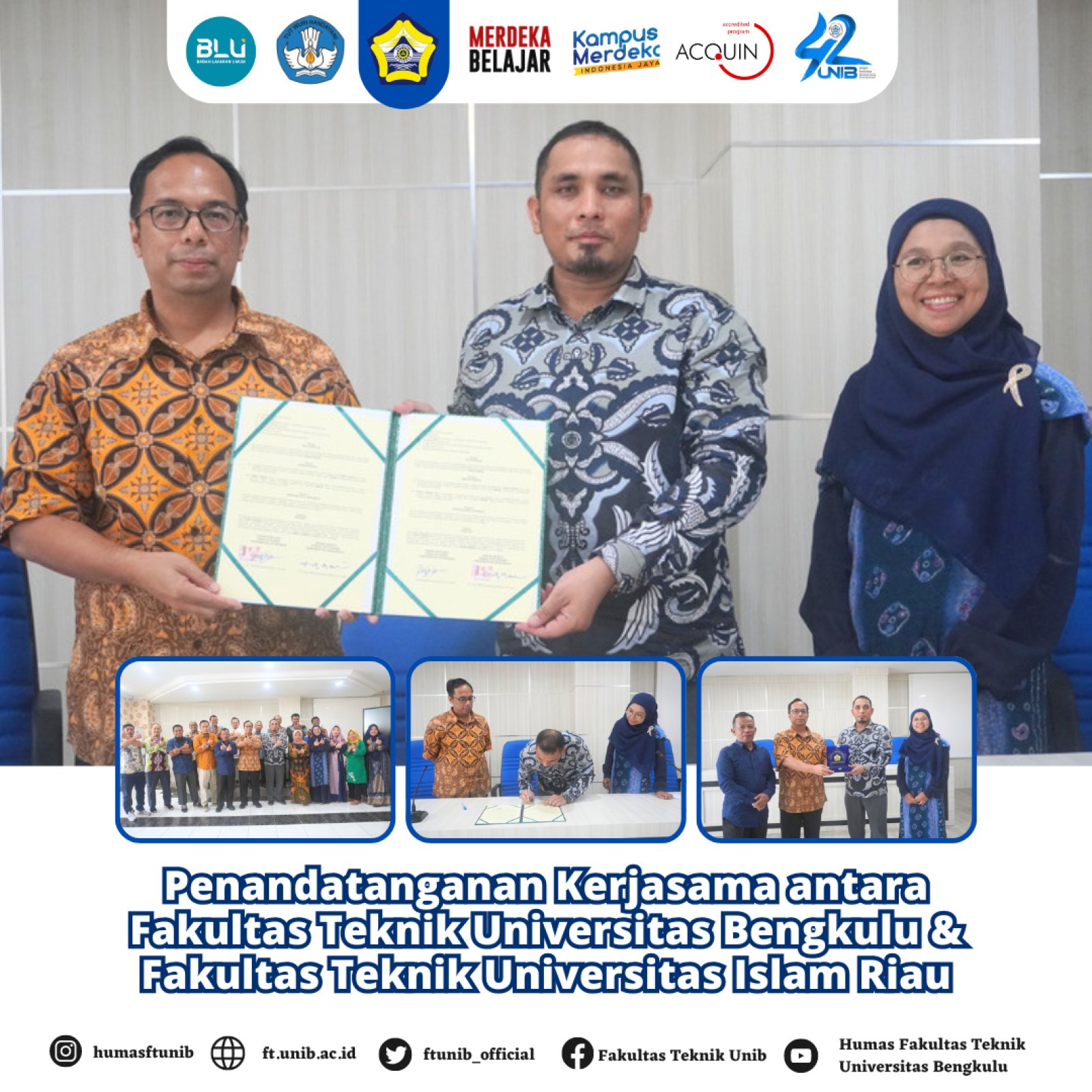 Fakultas Teknik UNIB Teken Kerjasama dengan Fakultas Teknik UIR
