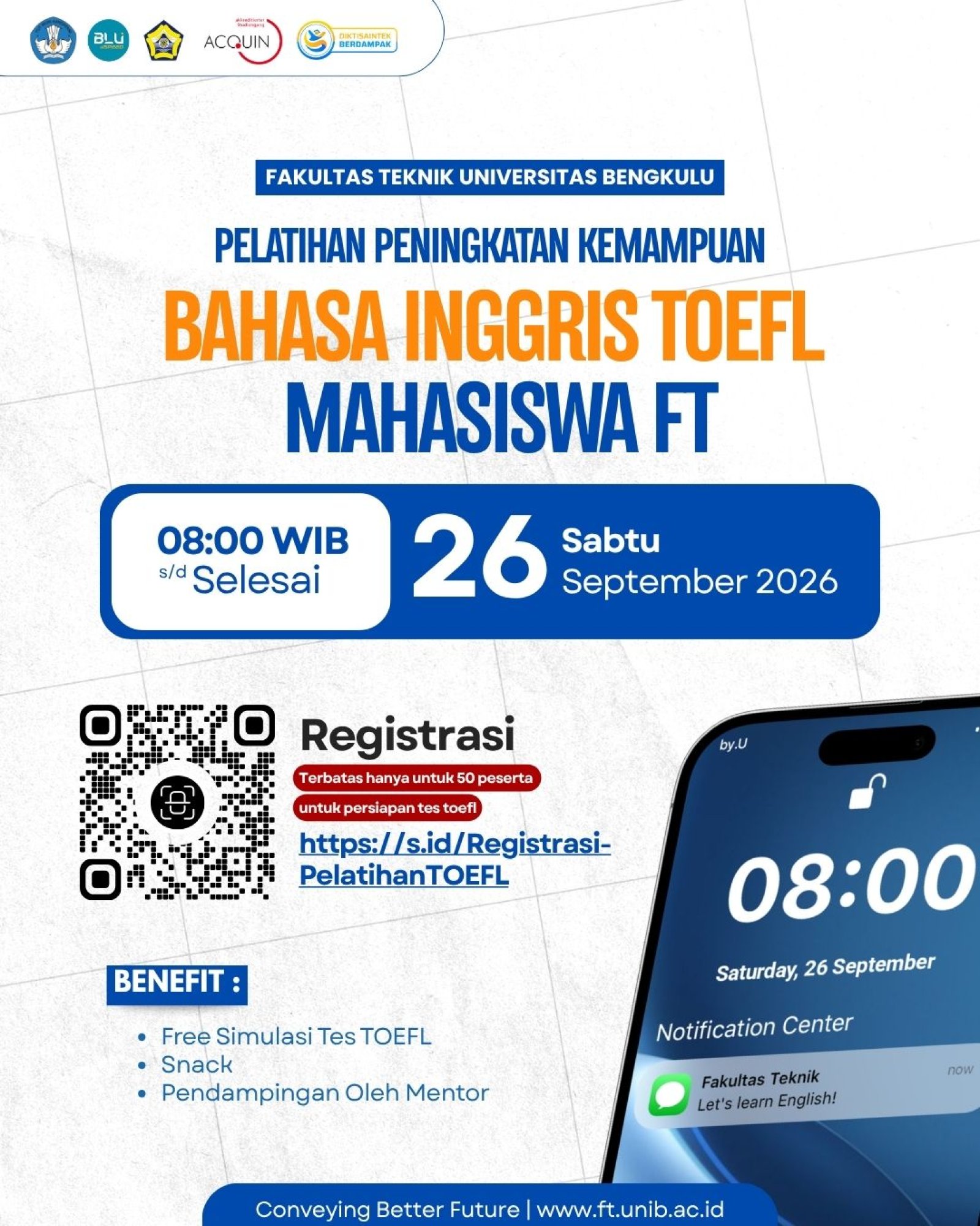 FT UNIB Gelar Pelatihan Peningkatan Kemampuan Bahasa Inggris TOEFL bagi Mahasiswa