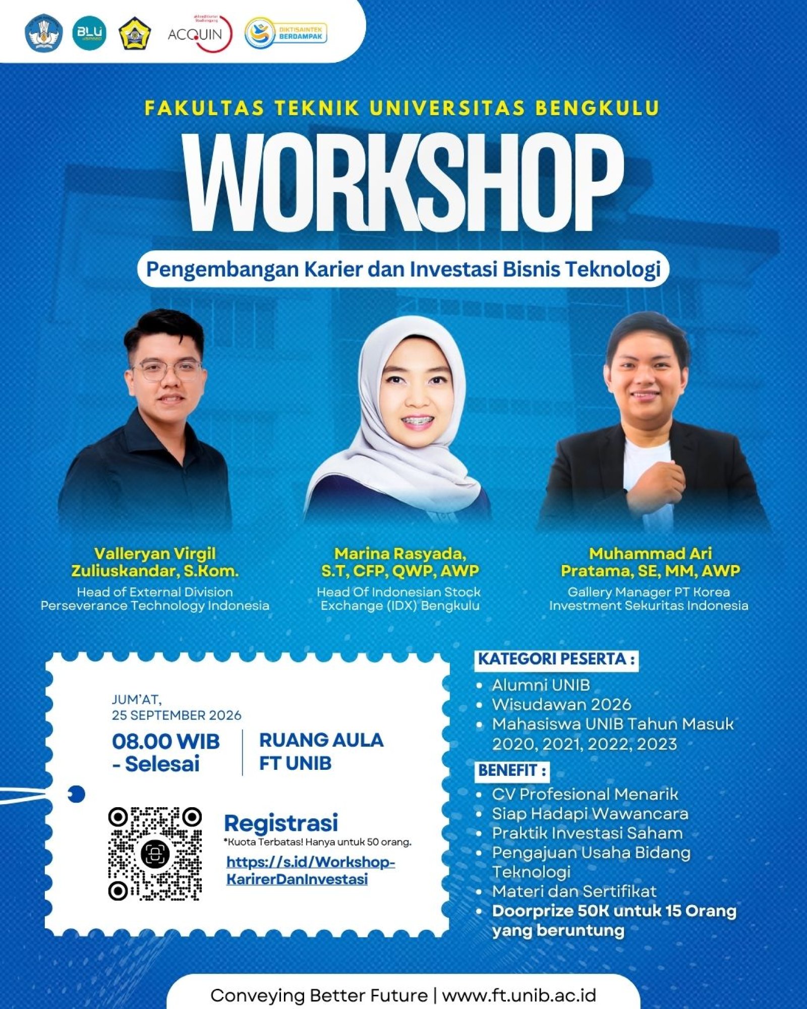 FT UNIB Gelar Workshop Pengembangan Karier dan Investasi Bisnis Teknologi