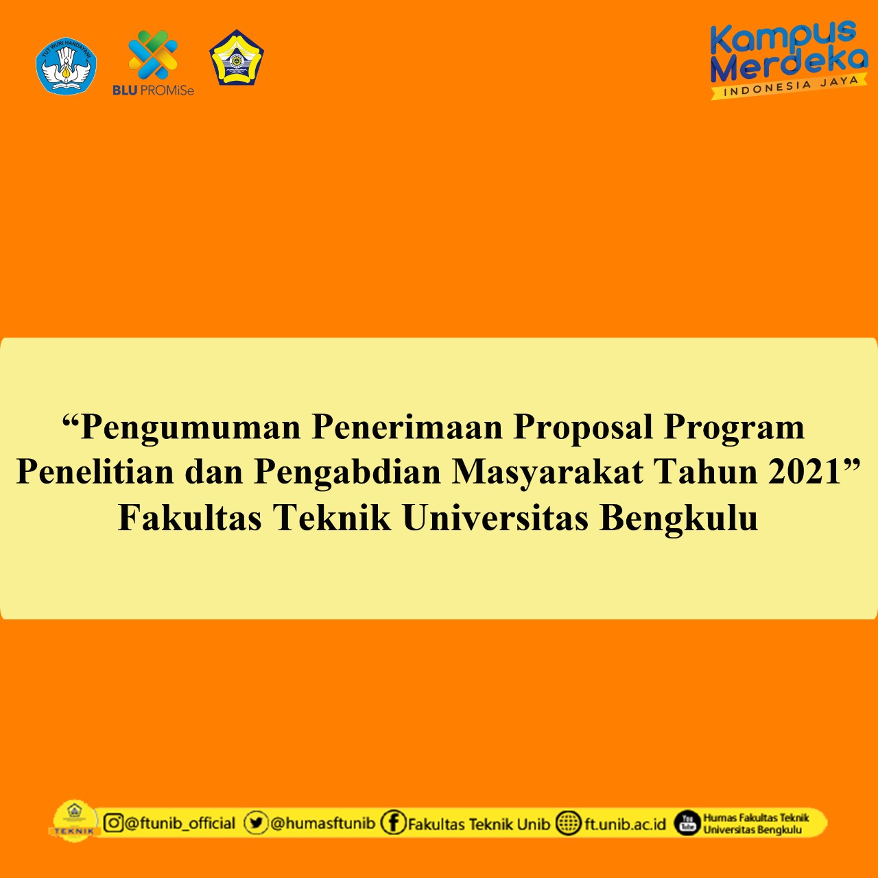 Pengumuman Penerimaan Proposal Program Penelitian dan Pengabdian Masyarakat Tahun 2021