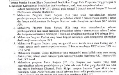 Usulan Keringanan Pembayaran SPP/UKT Bagi  mahasiswa Universitas Bengkulu
